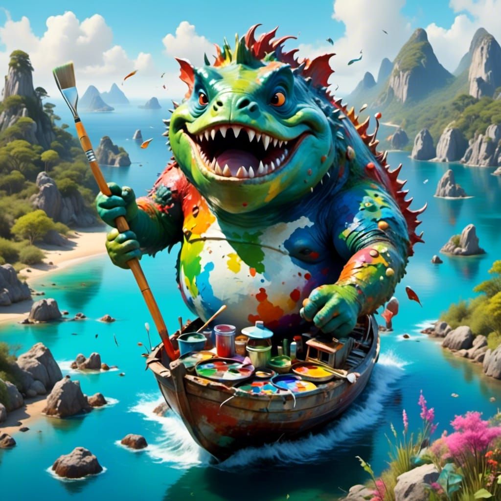 Dramatic Seascape: Large Boat at Sea