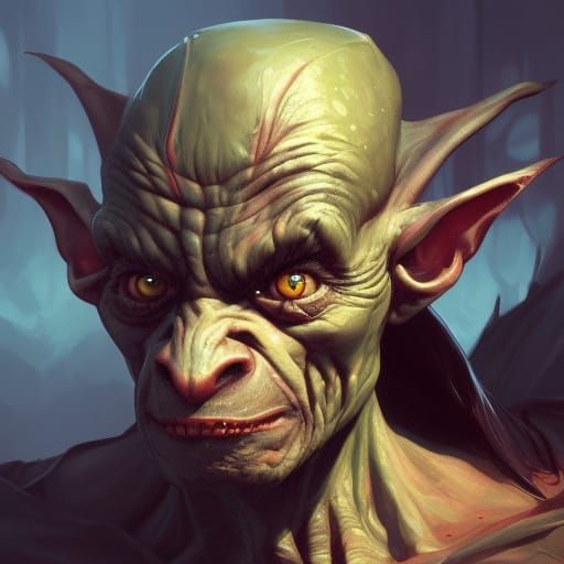 Evil Goblin Portrait in Hyperdetailed Style