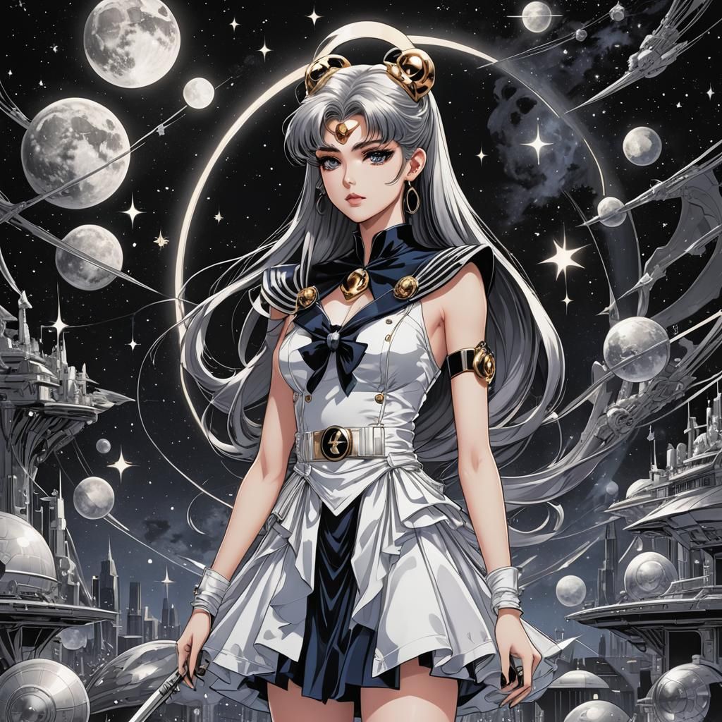 Sailor Moon Star Dress in Dark Fantasy Comic Style