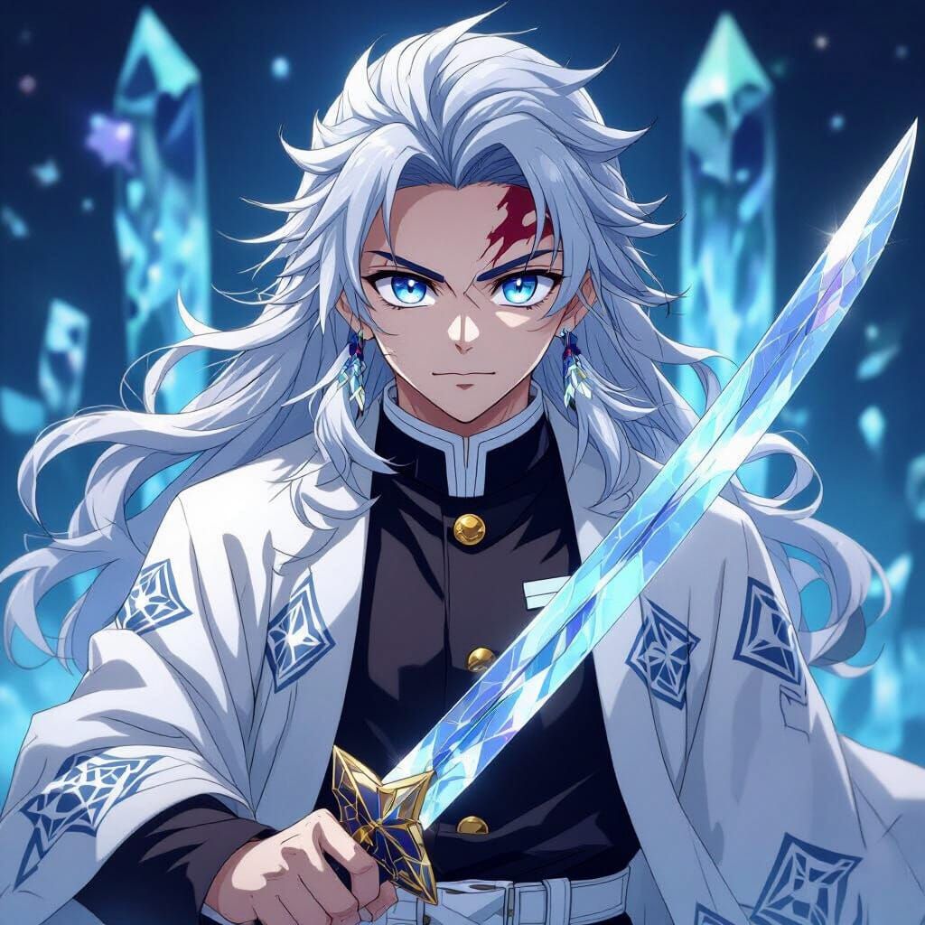 Demon Slayer Anime Character with Crystal Sword