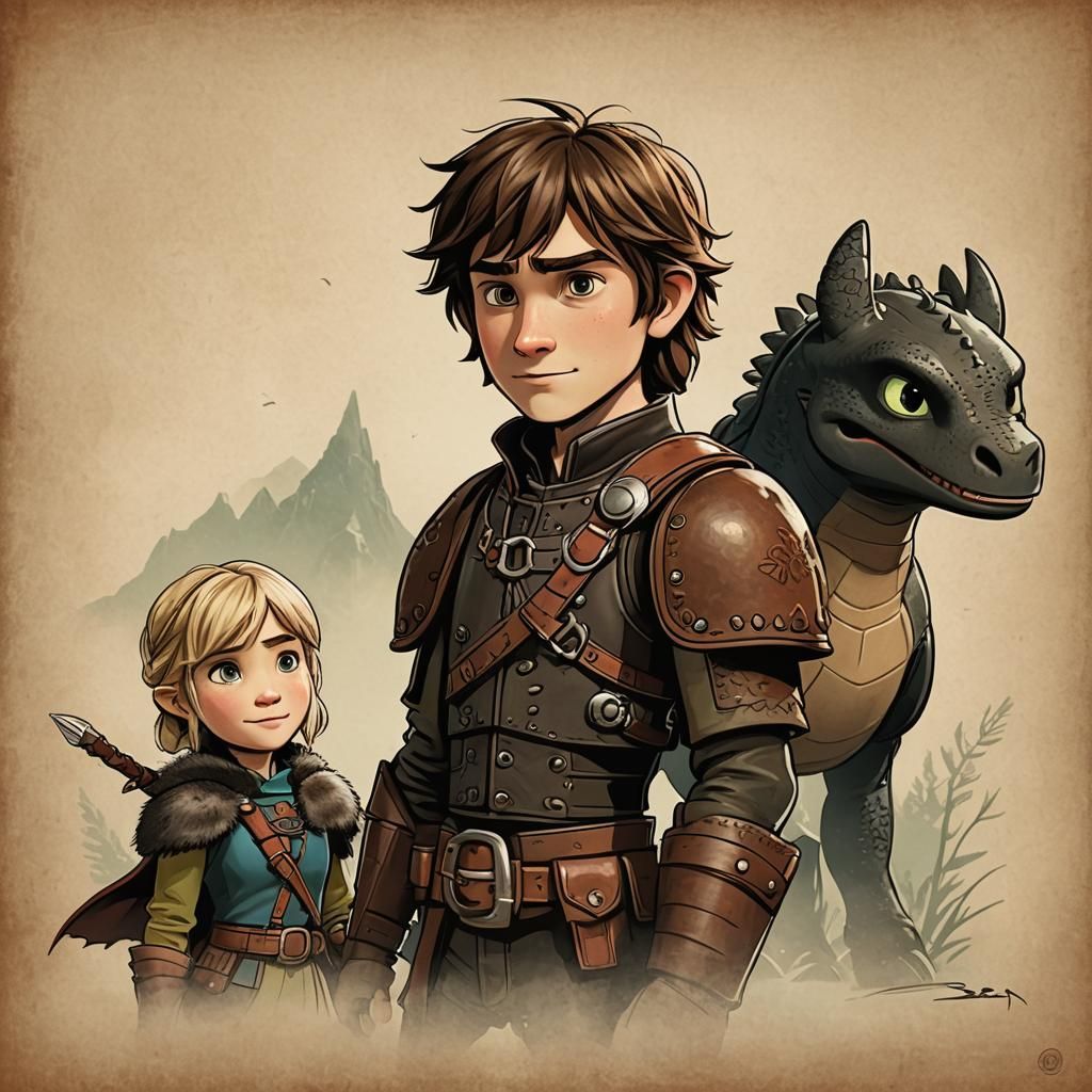 Astrid and Hiccup from How to Train Your Dragon
