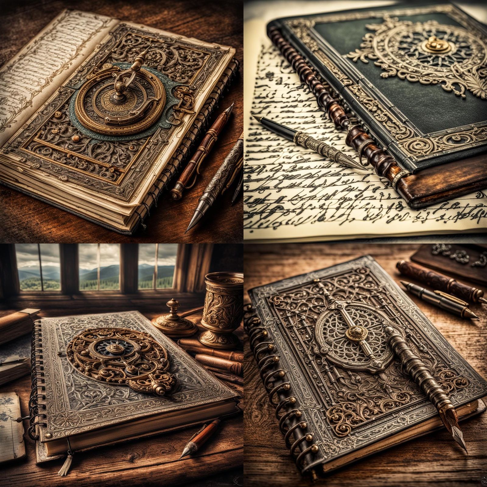 Pen Writes in Old Notebook Surrounded by Glass Beads