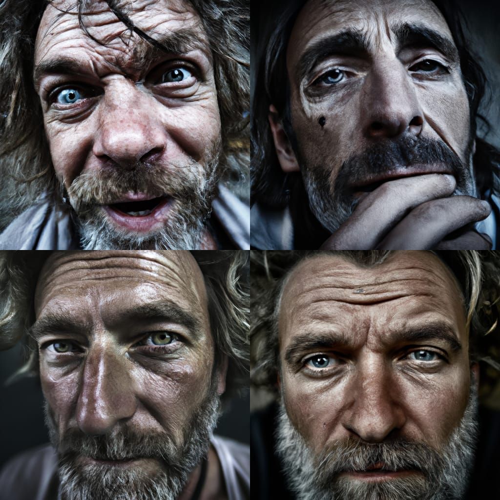 Intense Portrait of Attractive Man in Grunge Style