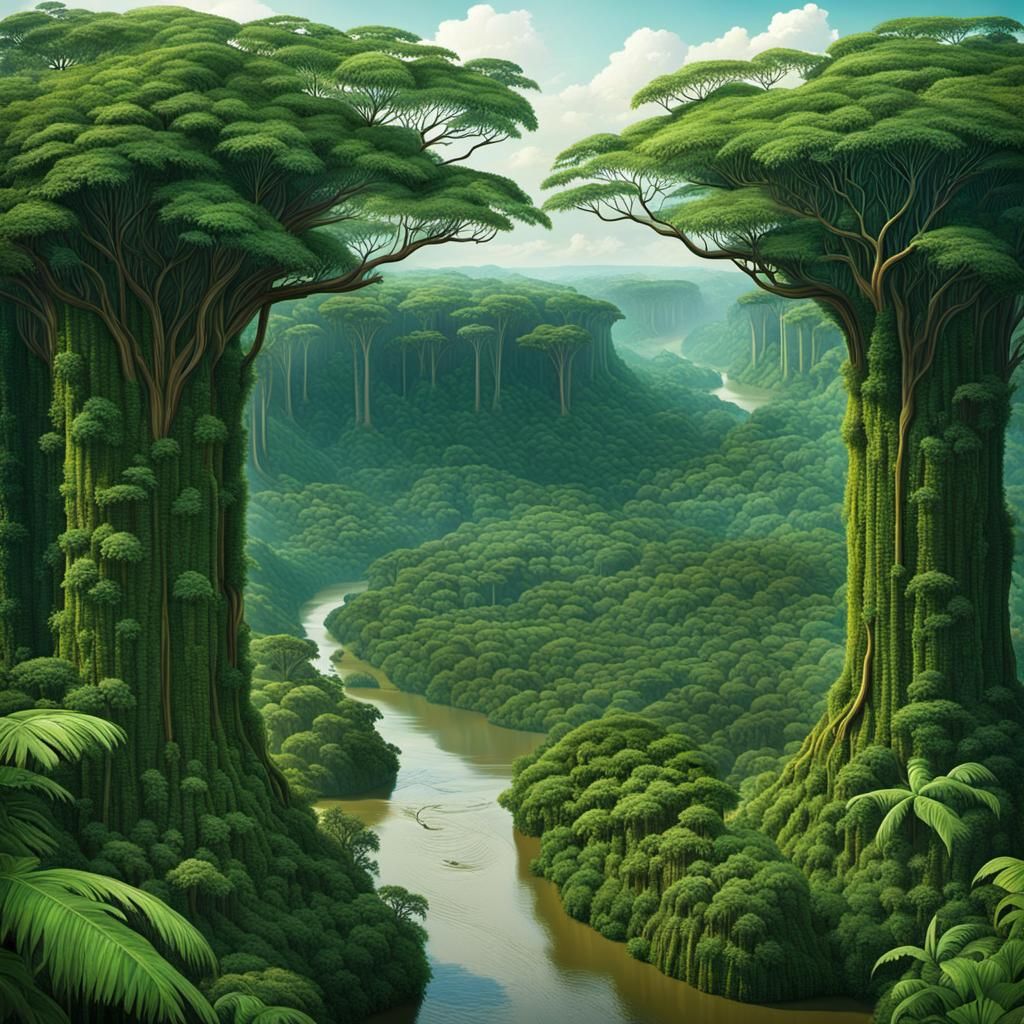 Lush Amazon Jungle with Centennial Trees