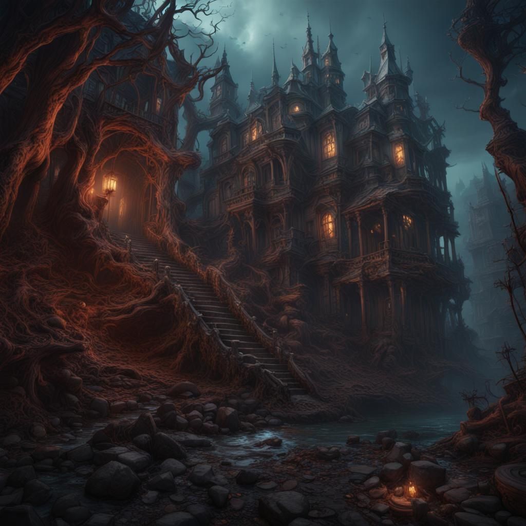 Scary Dream: Detailed Matte Painting in Deep Color