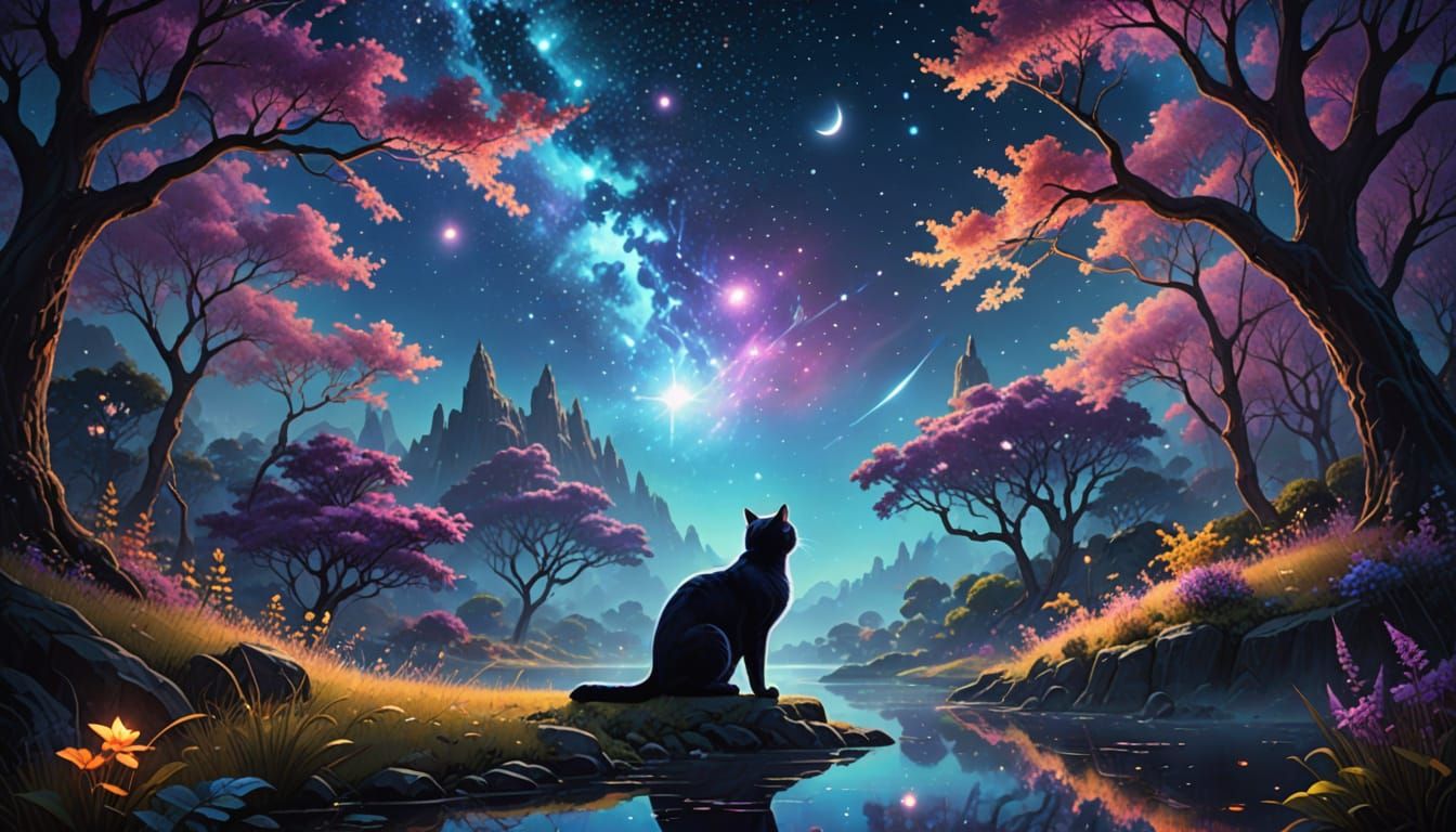 Whimsical Cosmic Cat Illuminates Celestial Wonders