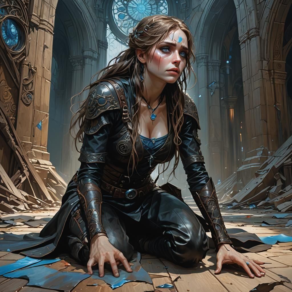 Dark Fantasy: Submissive Woman in Leather Outfit