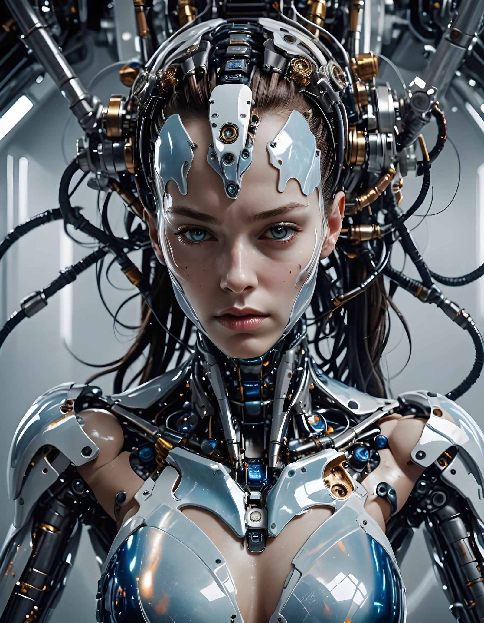 Muscular Android with Porcelain Skin in Vat