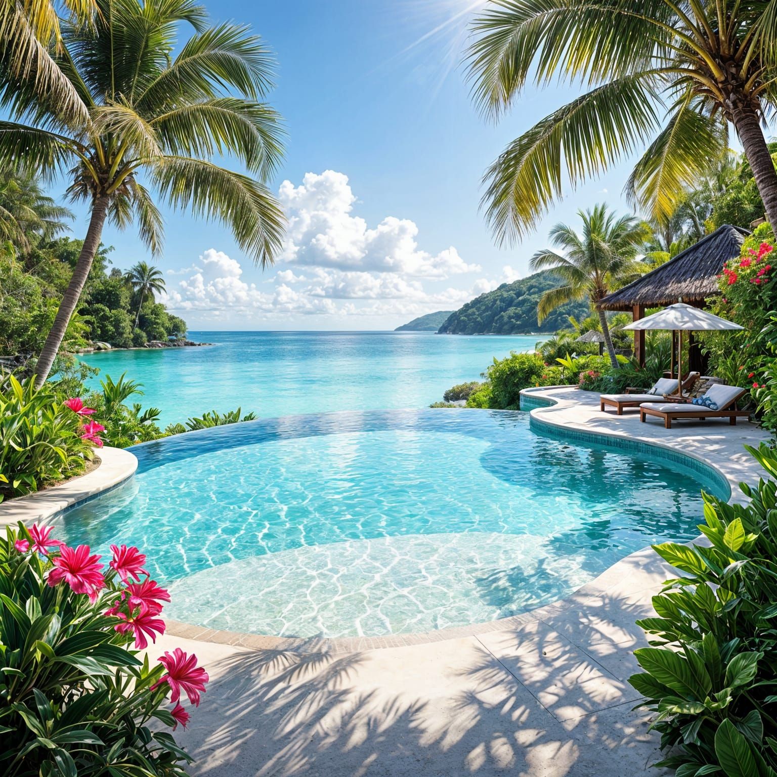 Stunning Outdoor Pool Paradise in Tropical Sunshine