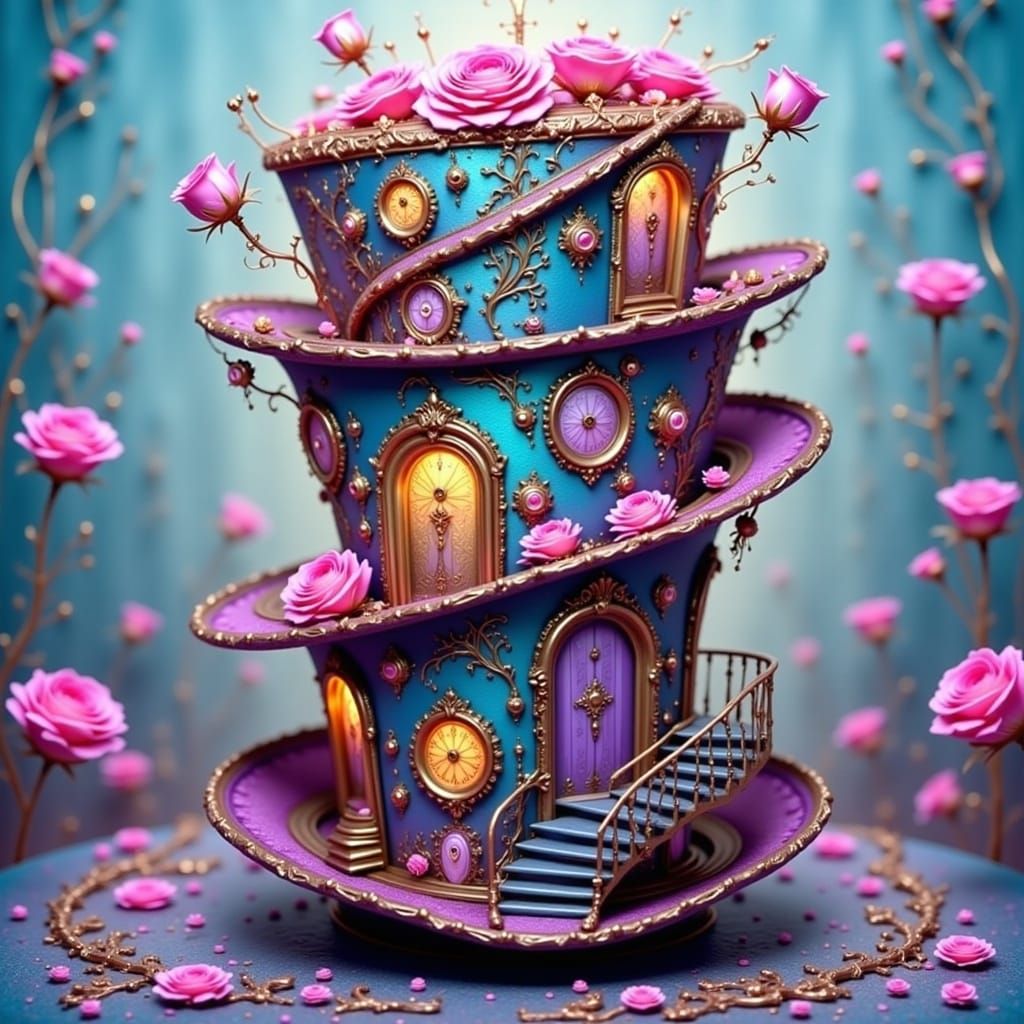 Steampunk Top Hat House with Clockwork Details
