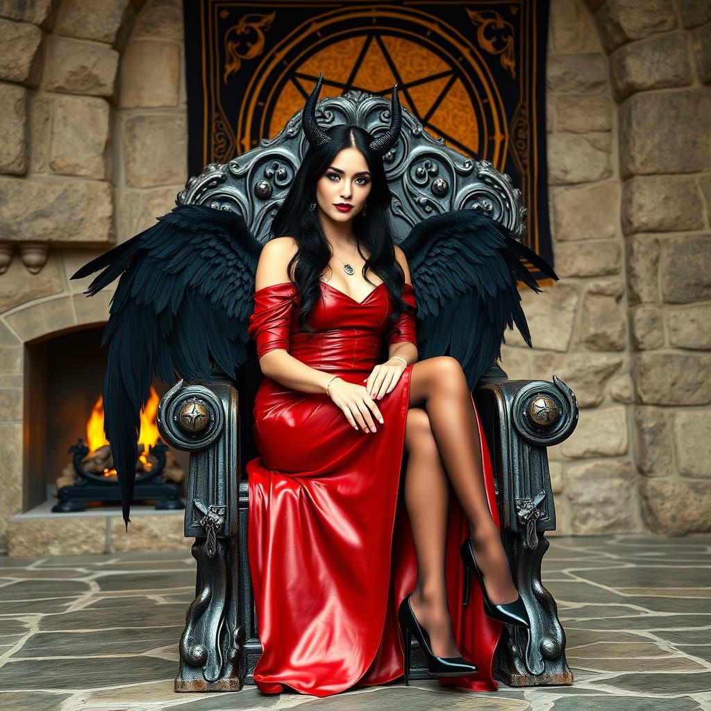 Ethereal Goddess in Red Leather and Black