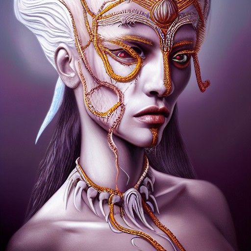 Ornate Albino Voodoo Priestess in Ethereal Fantasy