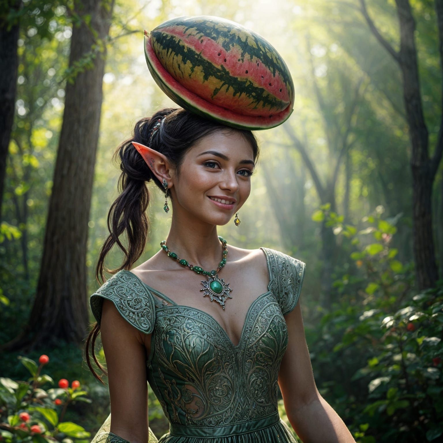 Hyperrealistic Elf in Whimsical Setting