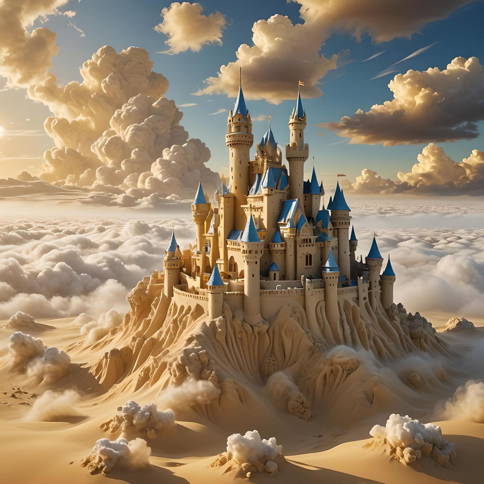 Sandcastle in the Clouds: Sepia Dreamscape