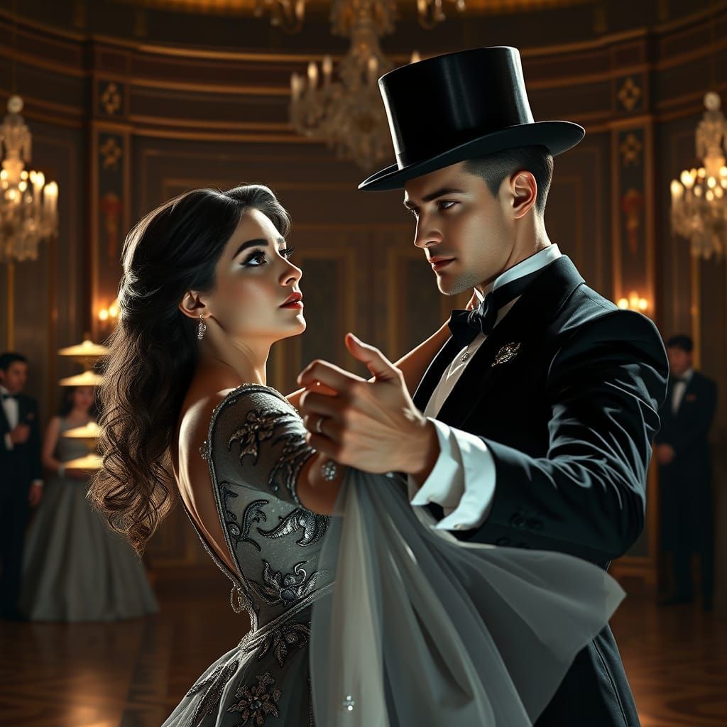 Elegant Waltz in a Grand Ballroom: A Photorealistic Dance of...