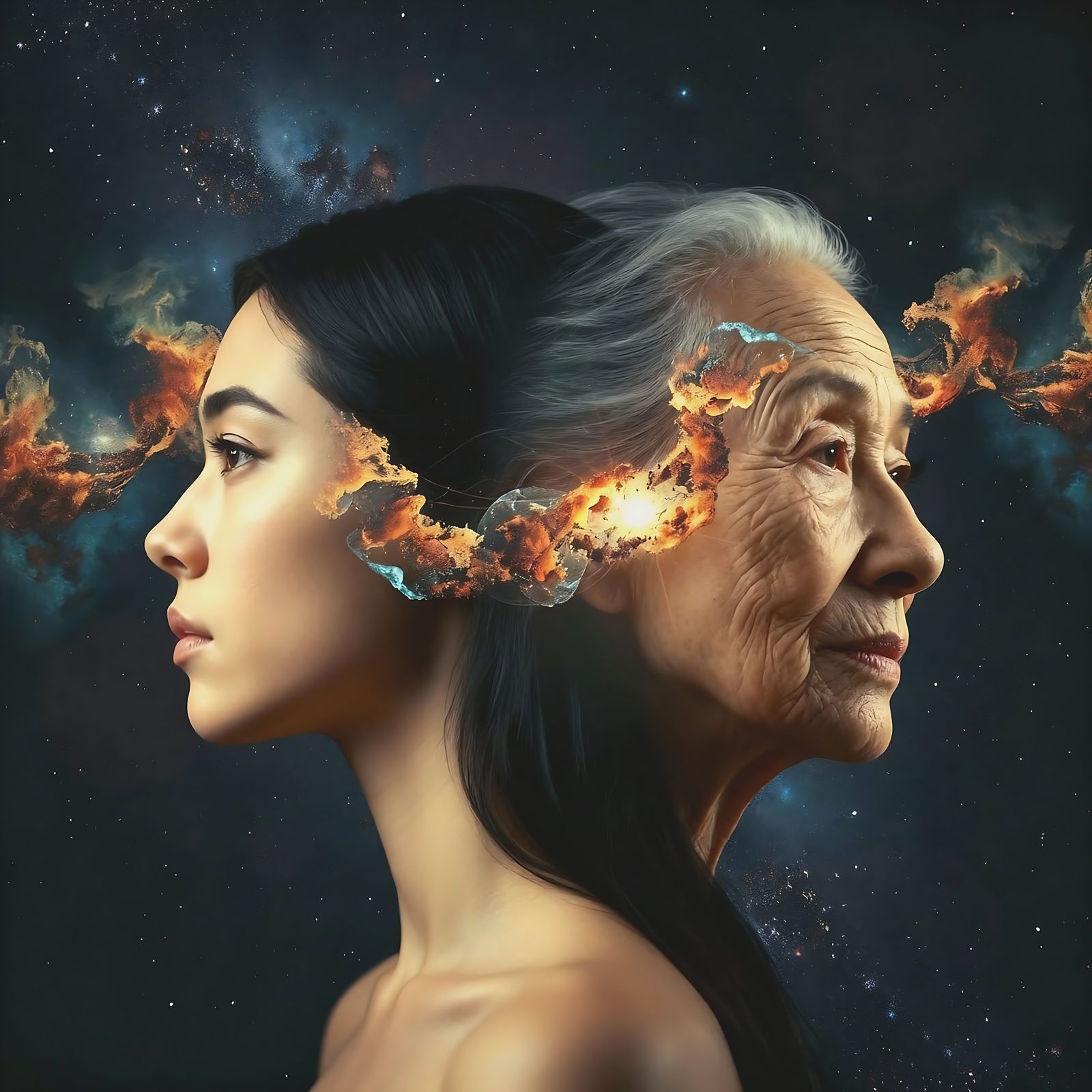 Cosmic Loop Double Exposure with Intertwined Faces