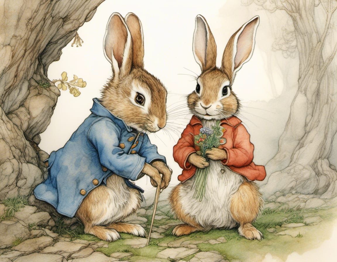 Peter Rabbit, Fantasy Watercolour Illustration