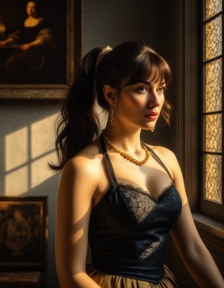 Eve in Golden Light: Baroque Oil Painting