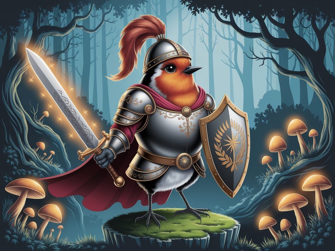 Robin Knight in Enchanted Forest Illustration