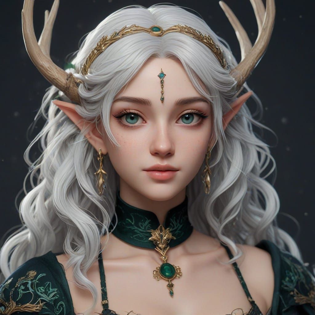 Elegant Elf Maiden in Ravenclaw Attire