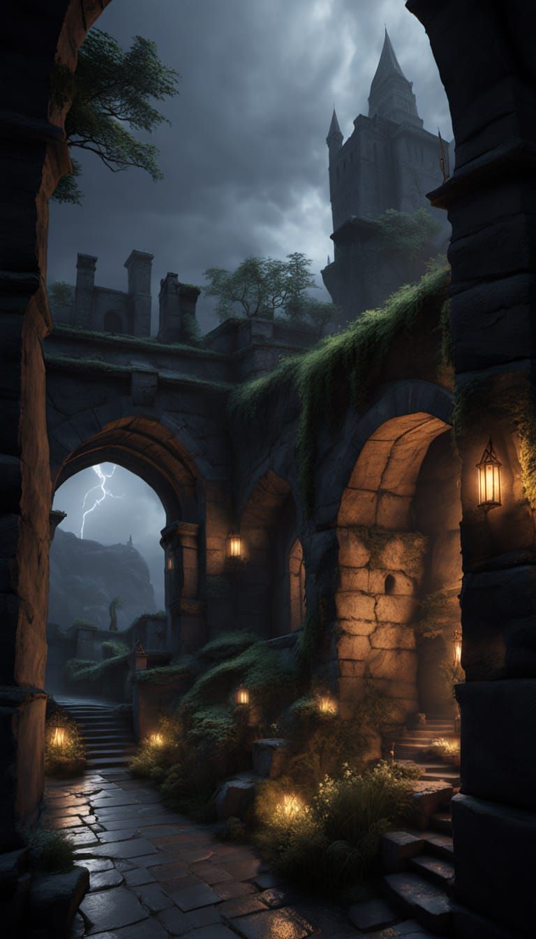 Wizard's Enchanted Garden at Night in Unreal Engine