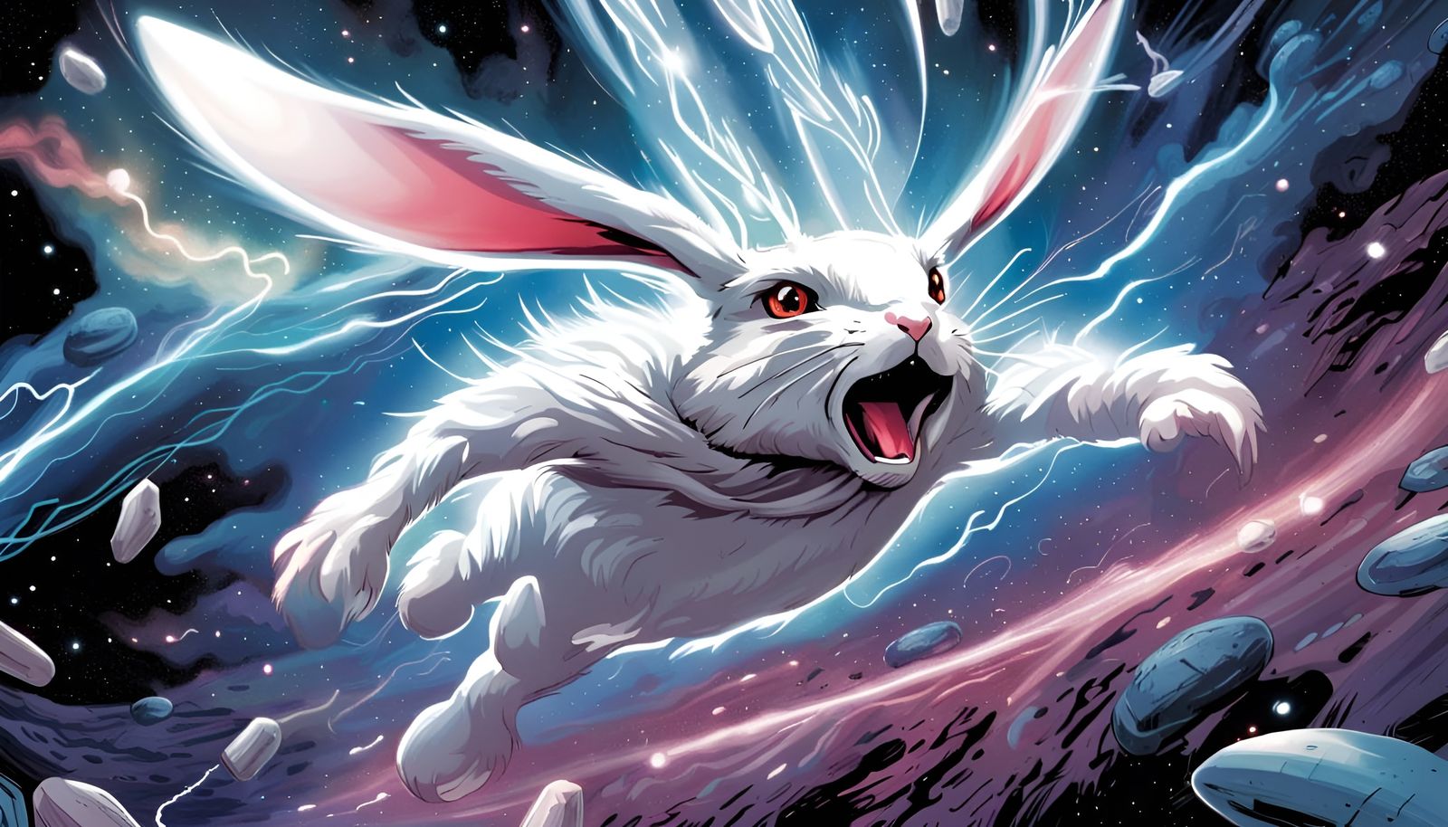 Angry White Rabbit in Space, Comic Book Art