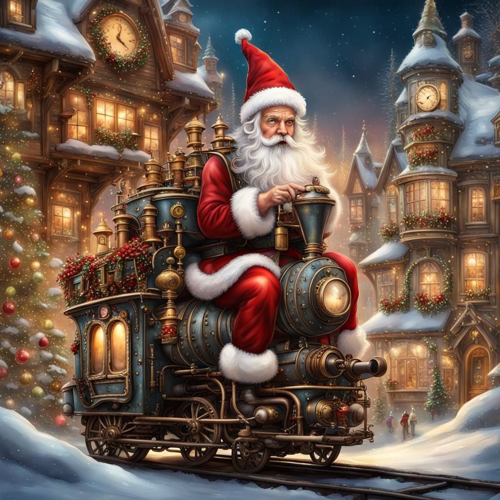 Steampunk Santa's Christmas Wonderland: A Detailed Fairy-Tal...