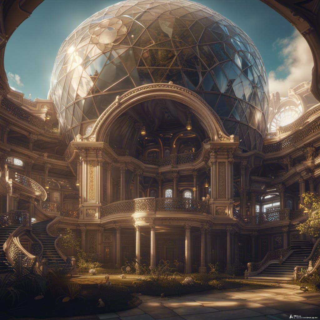 Biosphere Library Interior: Detailed Matte Painting
