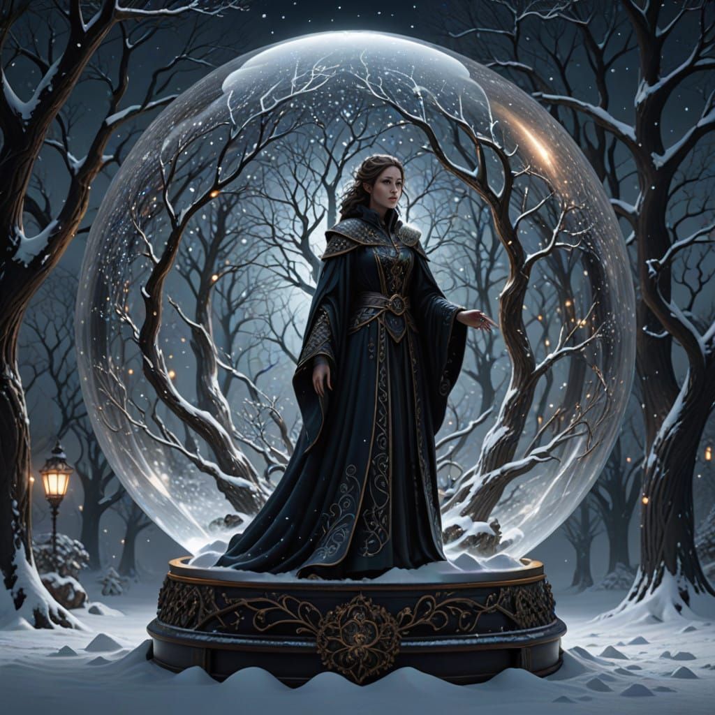 Diamond Goddess in a Glowing Snow Globe