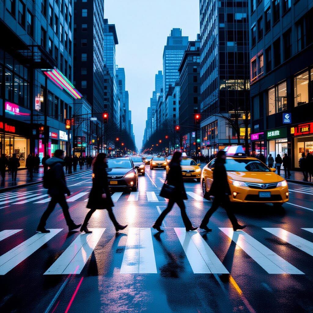 Glitchcore Urban Crosswalk in Motion