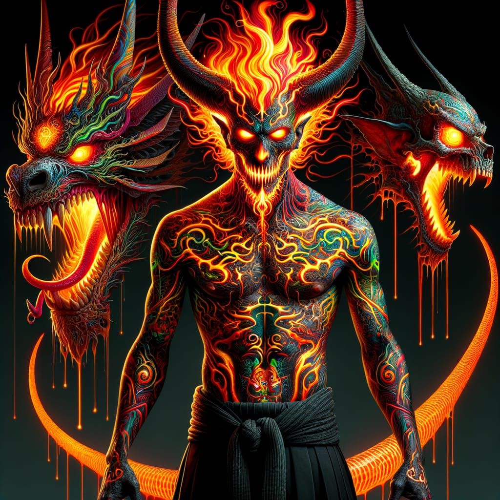 Menacing Anubis Creature with Skeletal Dragon, Twisted Orien...