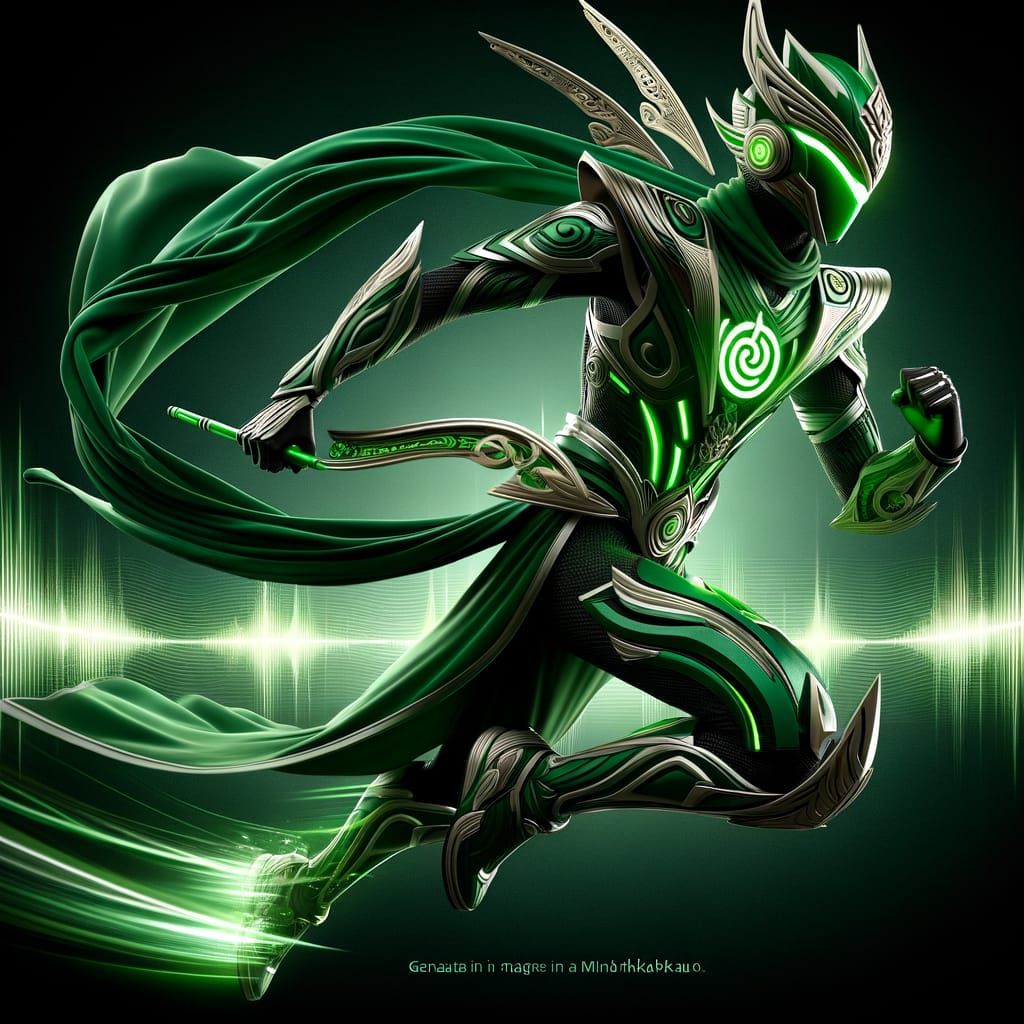 Agile Green Tokusatsu Warrior with Minangkabau Armor