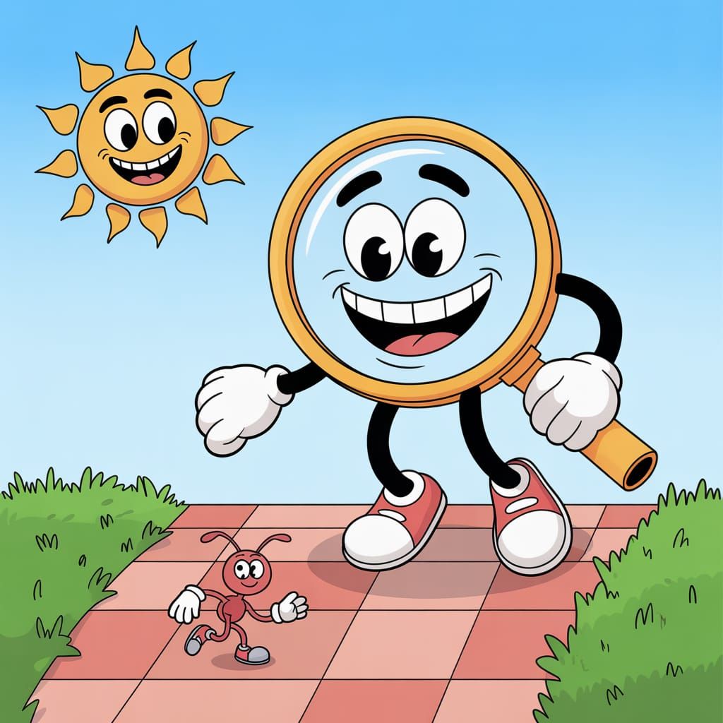 Cartoon Magnifying Glass Character Illustration