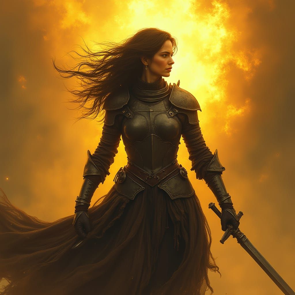 Resolute Knight Illuminated by Golden Light