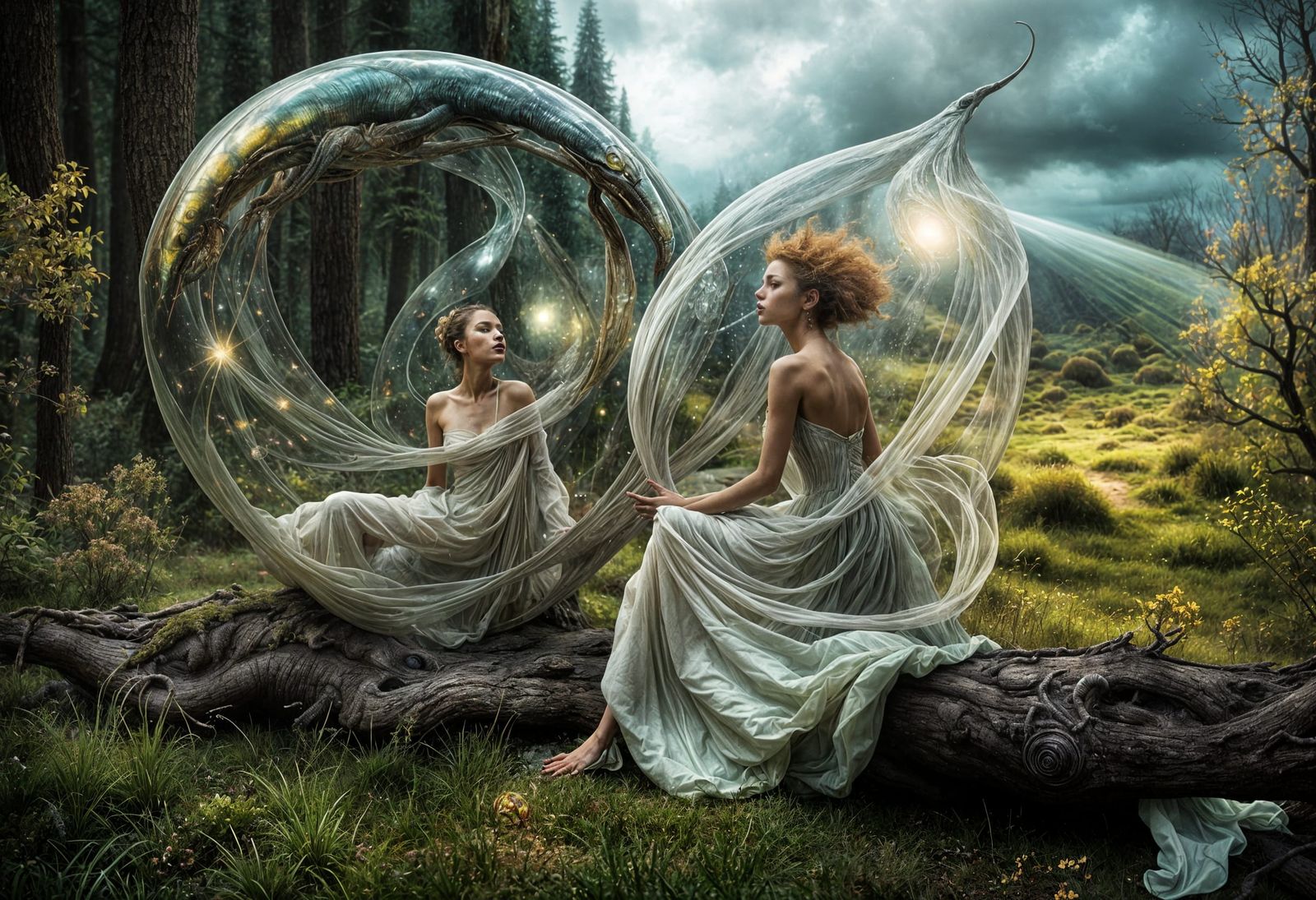 Exquisite Alien People and Pets in Surreal Landscape