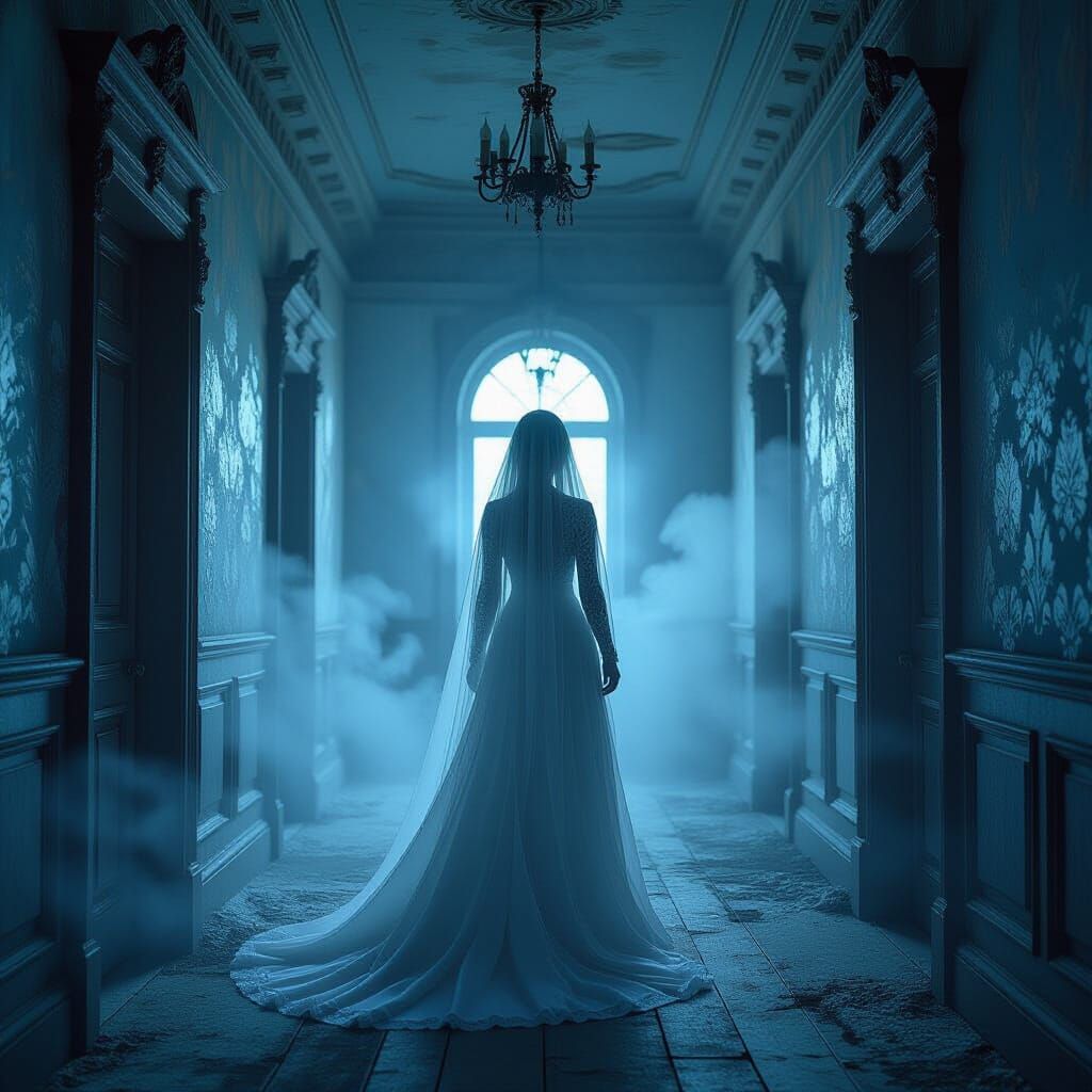 Ethereal Ghost in Abandoned Victorian Mansion