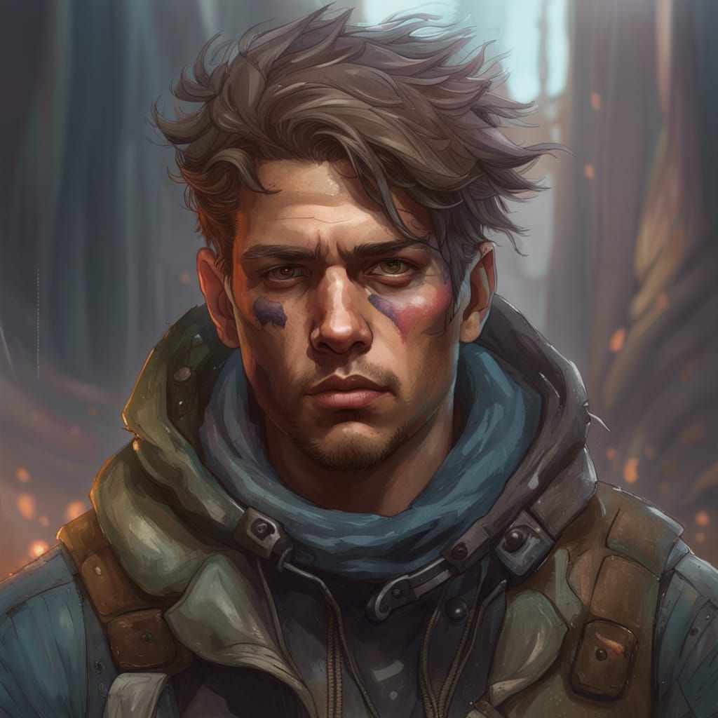 Post-Apocalyptic Man: Hyperdetailed Digital Portrait