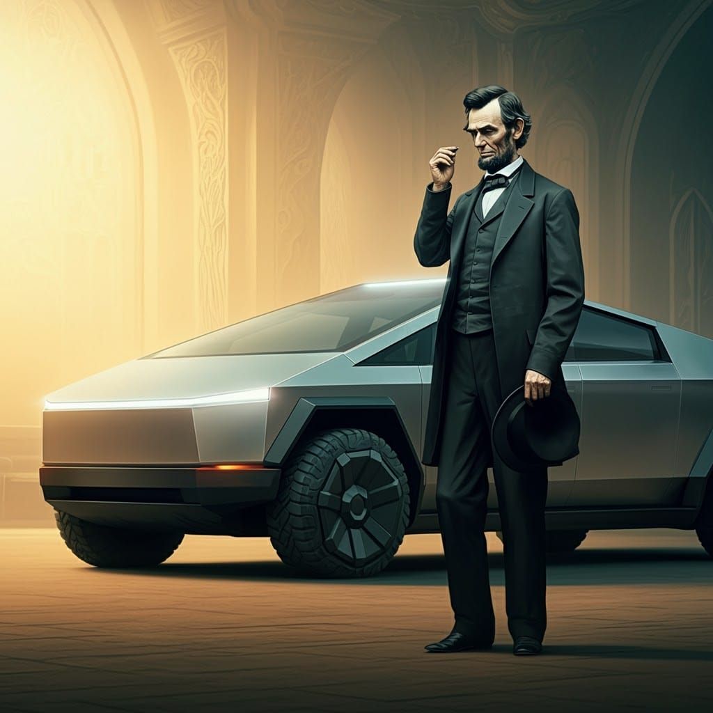 Lincoln and Cybertruck with Zentangle Patterns