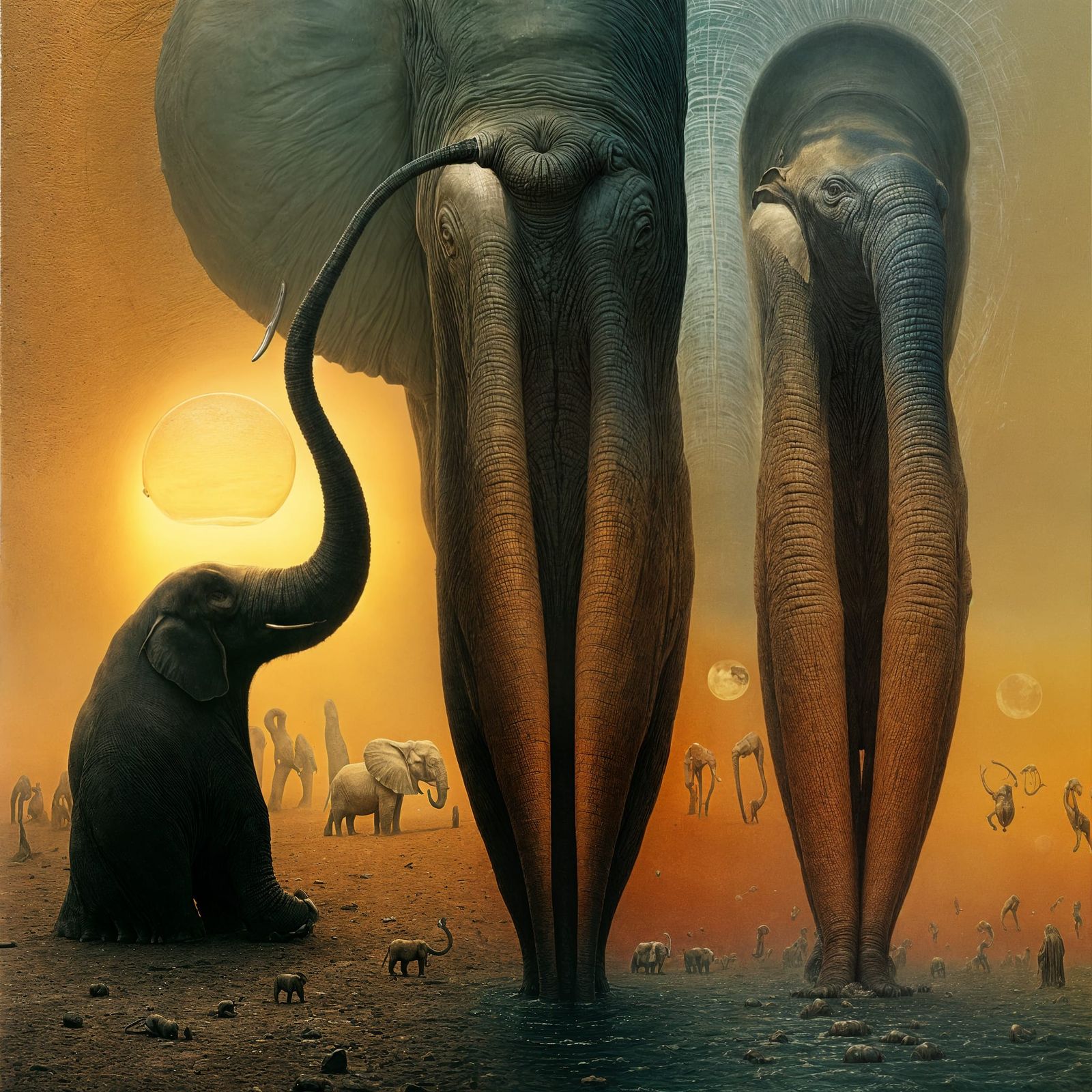 Glass Elephant Rage in Surreal Style