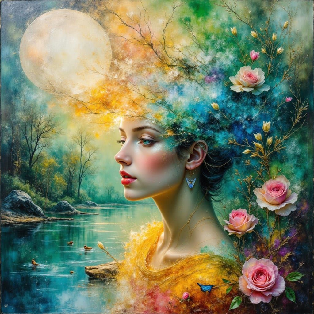 Colourful Bokeh Dreamscape as Impasto Oil Painting