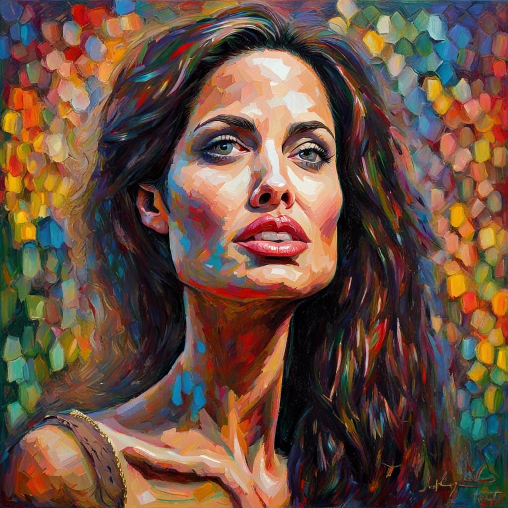 Angelina Jolie in Expressionist Oil Painting Style