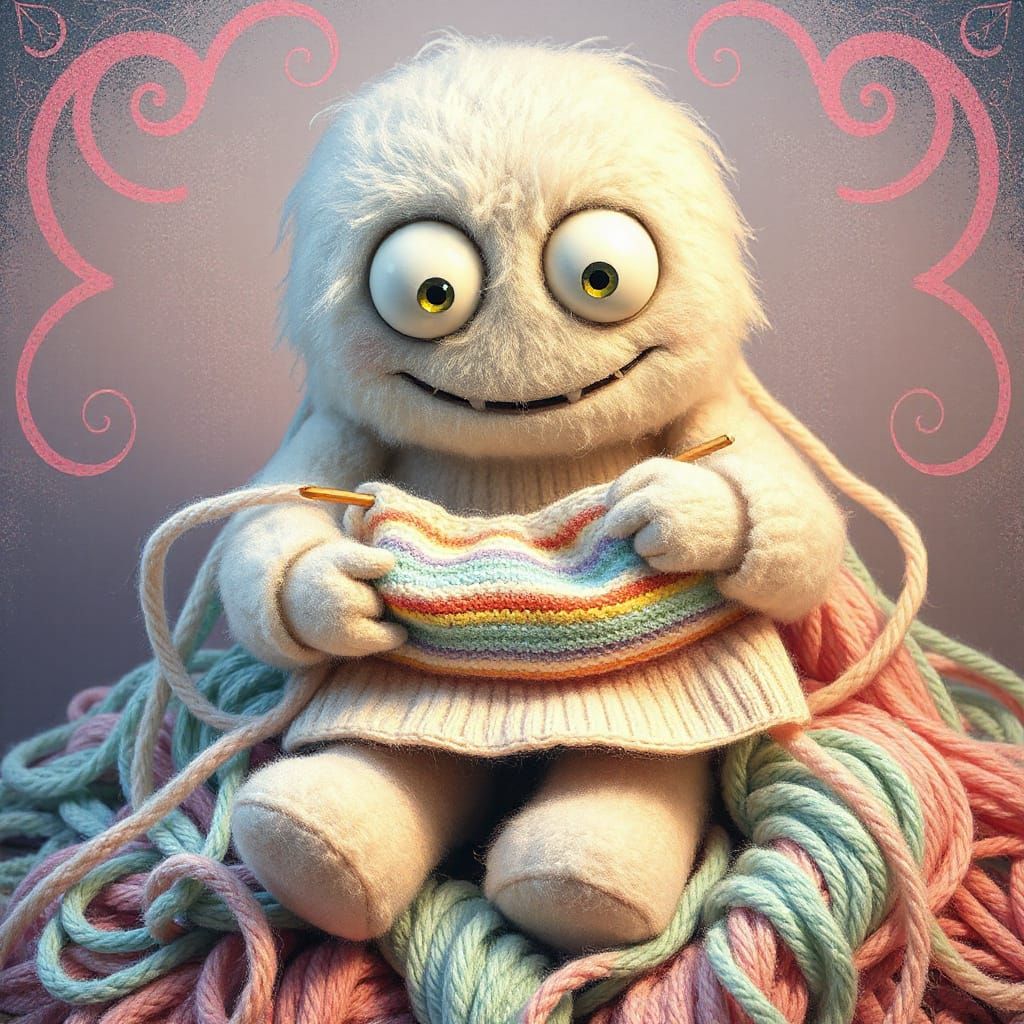 Whimsical Yarn Monster Knits in Pastel Paradise