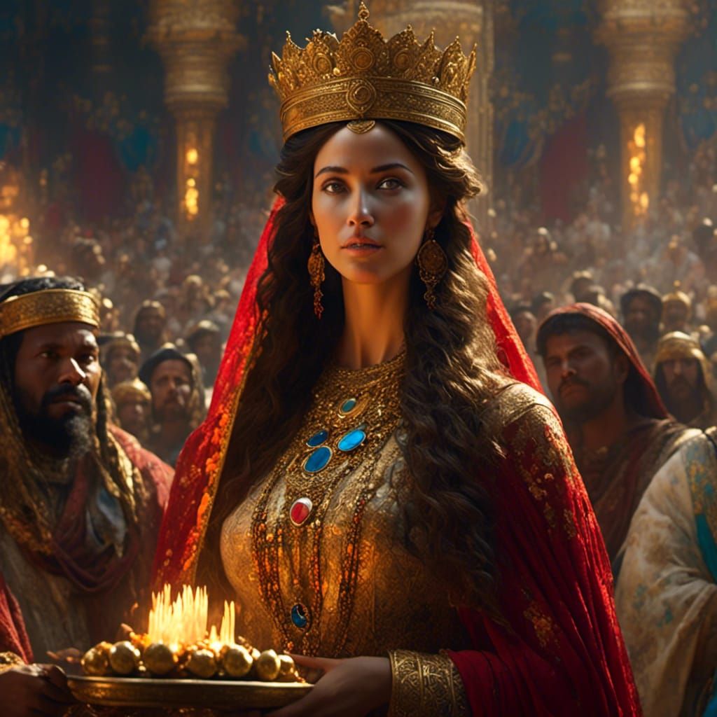 Queen Esther Pleads Before the King: Digital Painting