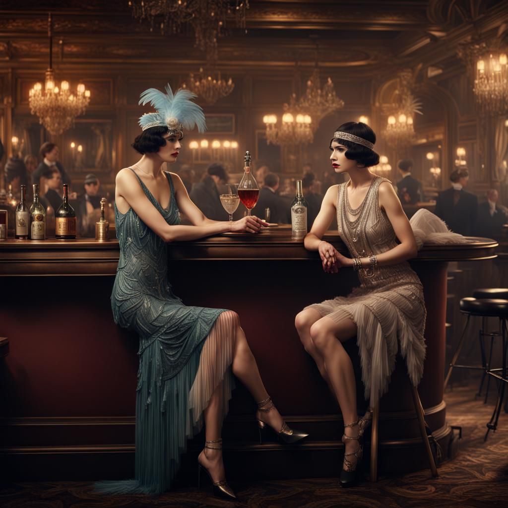 Flapper Girls at a Fantasy Speakeasy