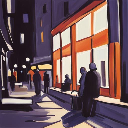 Night Cafe Reflections: Detailed Matte Painting in Deep Colo...
