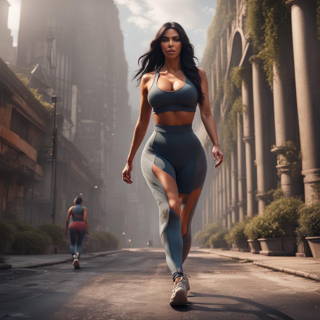 Kim Kardashian Power Walking: Detailed Matte Painting