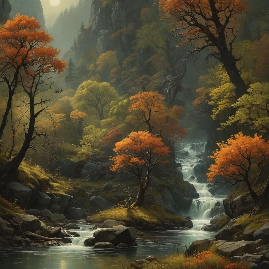 Intricate River Valley Landscape Inspired by Constable