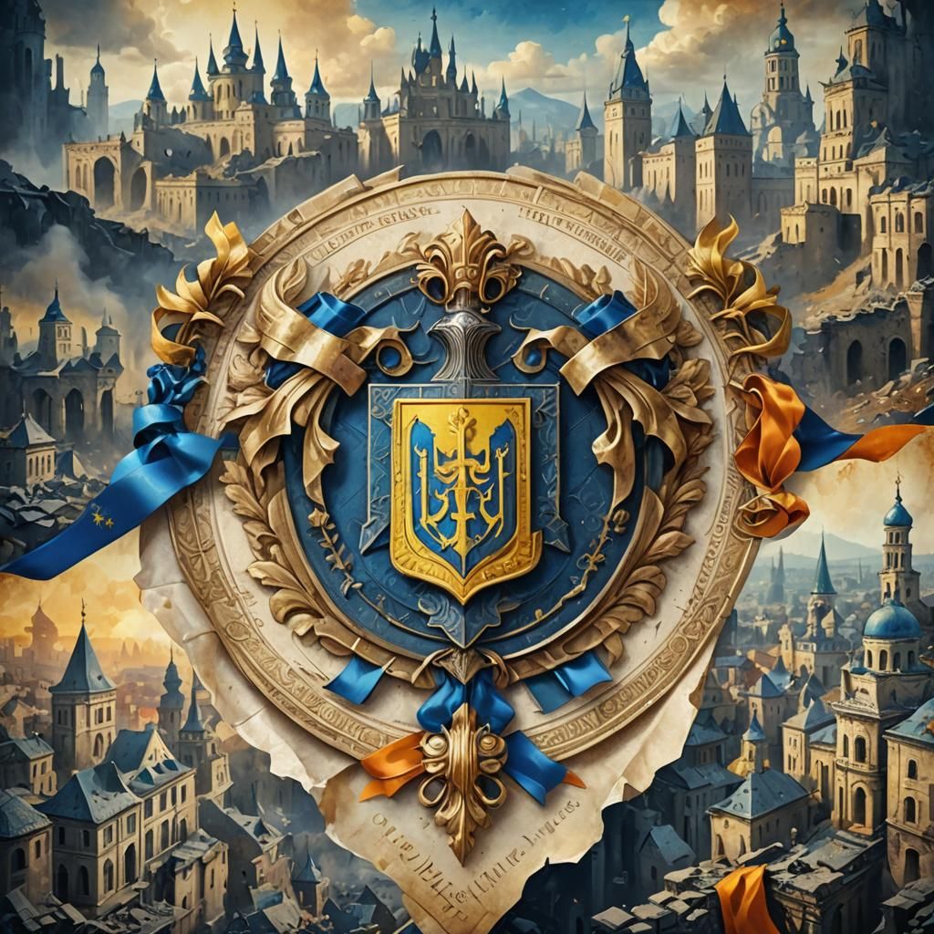 Fantasy Emblem with Scales and Parchment in Matte Painting S...