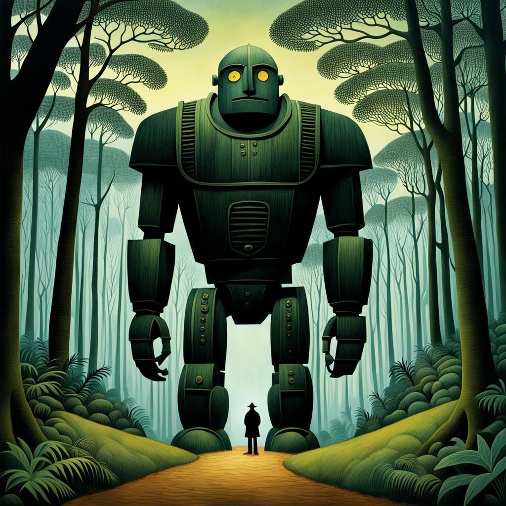 Whimsical Golem Forgets Task: Naive Art Illustration