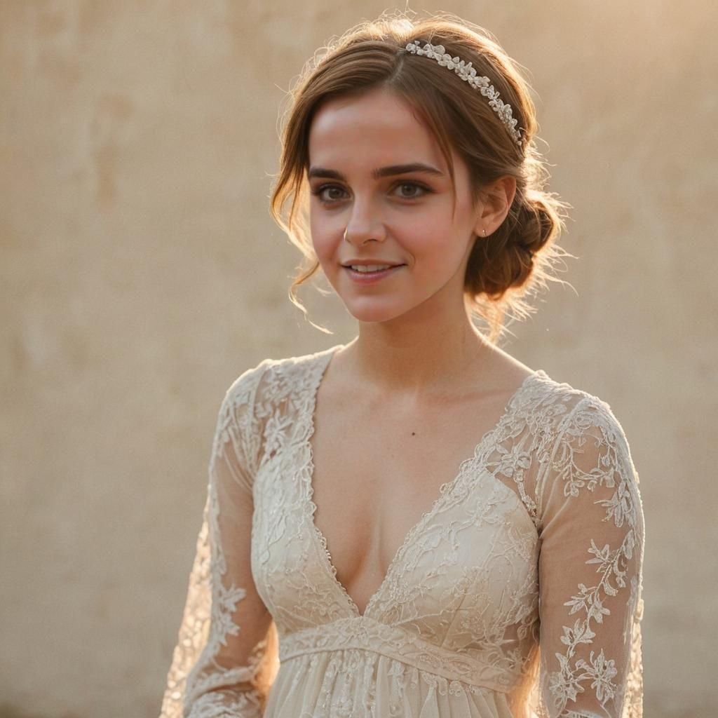 Radiant Pregnant Woman in White Maternity Gown